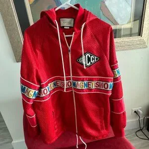 Gucci | Jackets & Coats | Gucci Red Mesh Satin Magnetismo Stripe